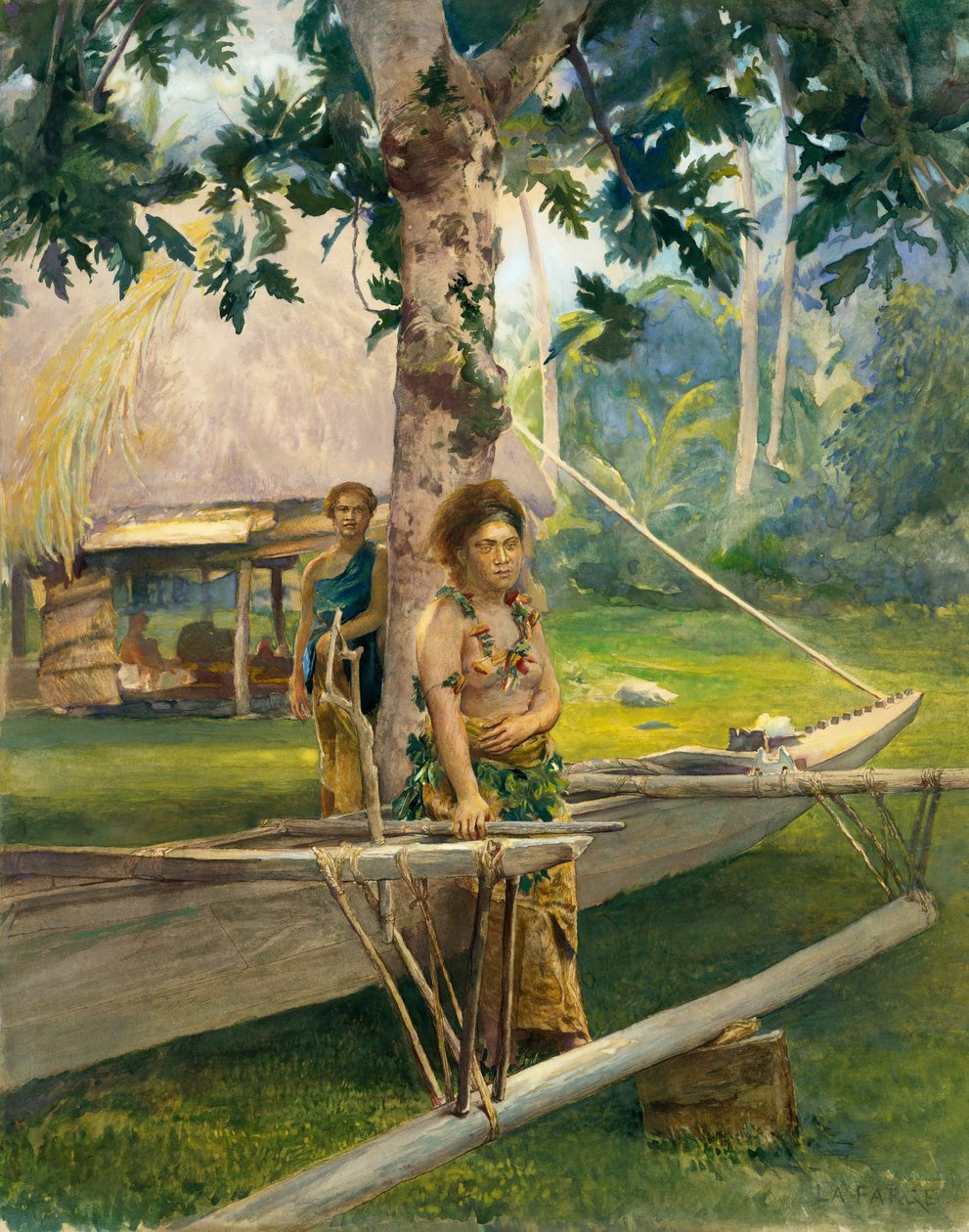Portret van Faase, de Taupo, of Officiële Maagd, van Fagaloa Bay, en Haar Duenna, Samoa, 1891 door John La Farge