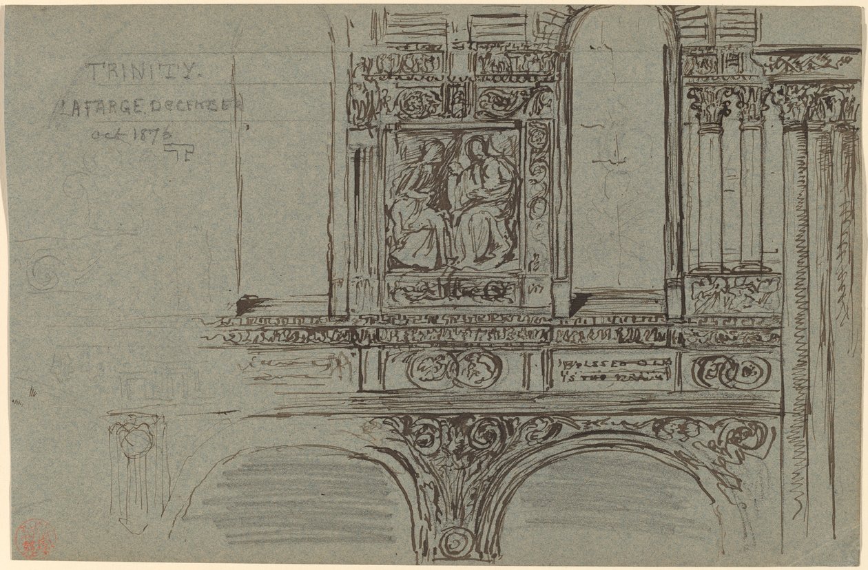Trinity Church, Boston (schip) - Muurschildering studie door John La Farge