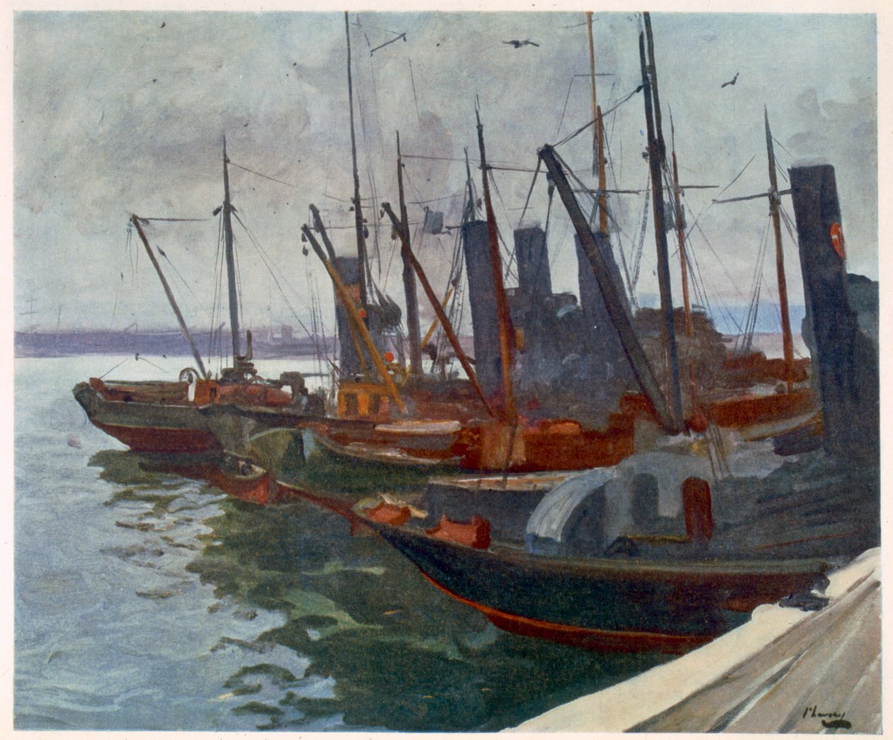 Mijnenvegers in de Haven, uit Britse Kunstenaars aan het Front, Vervolg van Het Westelijk Front, 1918 door John Lavery