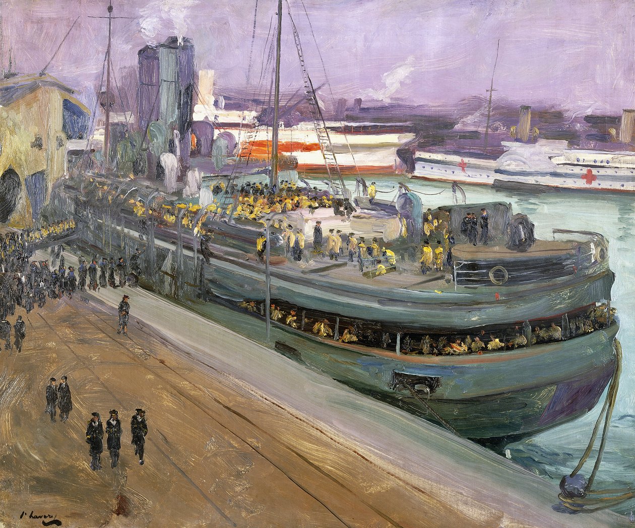 Marinepersoneel aan boord, Southampton door John Lavery