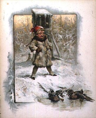 Jack Frost: Kleine jongen die eenden op het ijs bekijkt door John Lawson