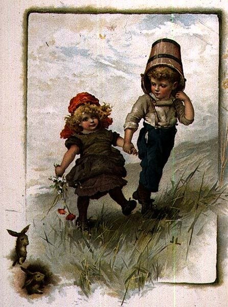 Jack en Jill, uit een geïllustreerd boek met kinderrijmpjes door John Lawson