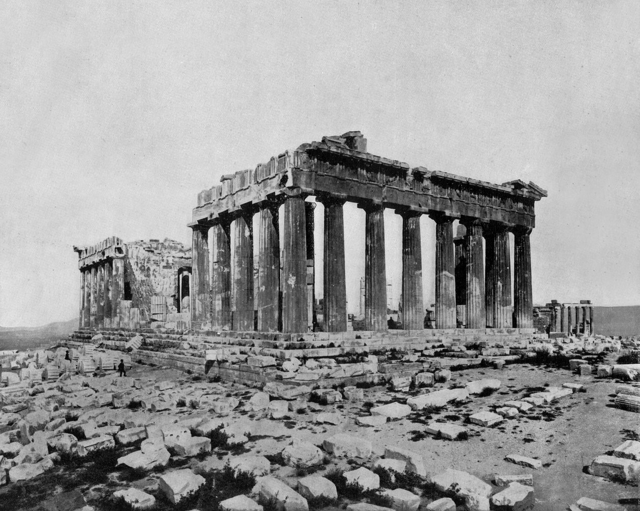 Parthenon van de Akropolis, Athene (zw/w foto) door John Lawson Stoddard