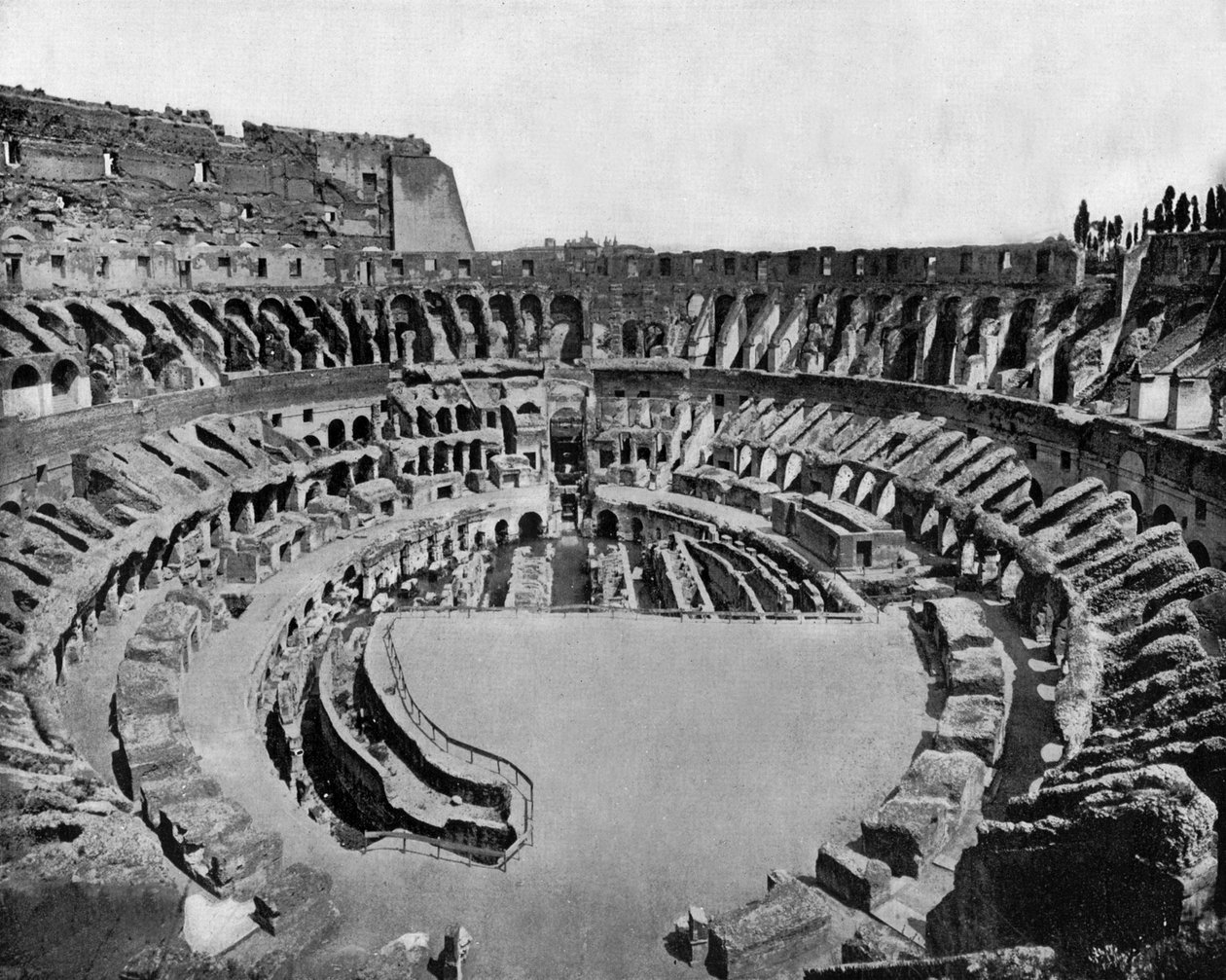 het Colosseum in Rome (geopend in 80 AD) (zw/w foto) door John Lawson Stoddard