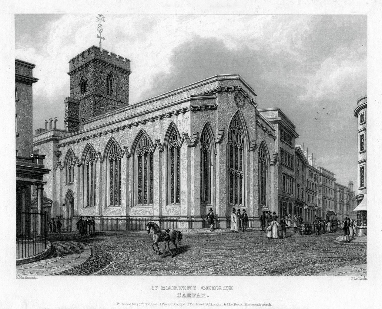 St. Martins Kerk, Carfax, Oxford, 1835 door John Le Keux