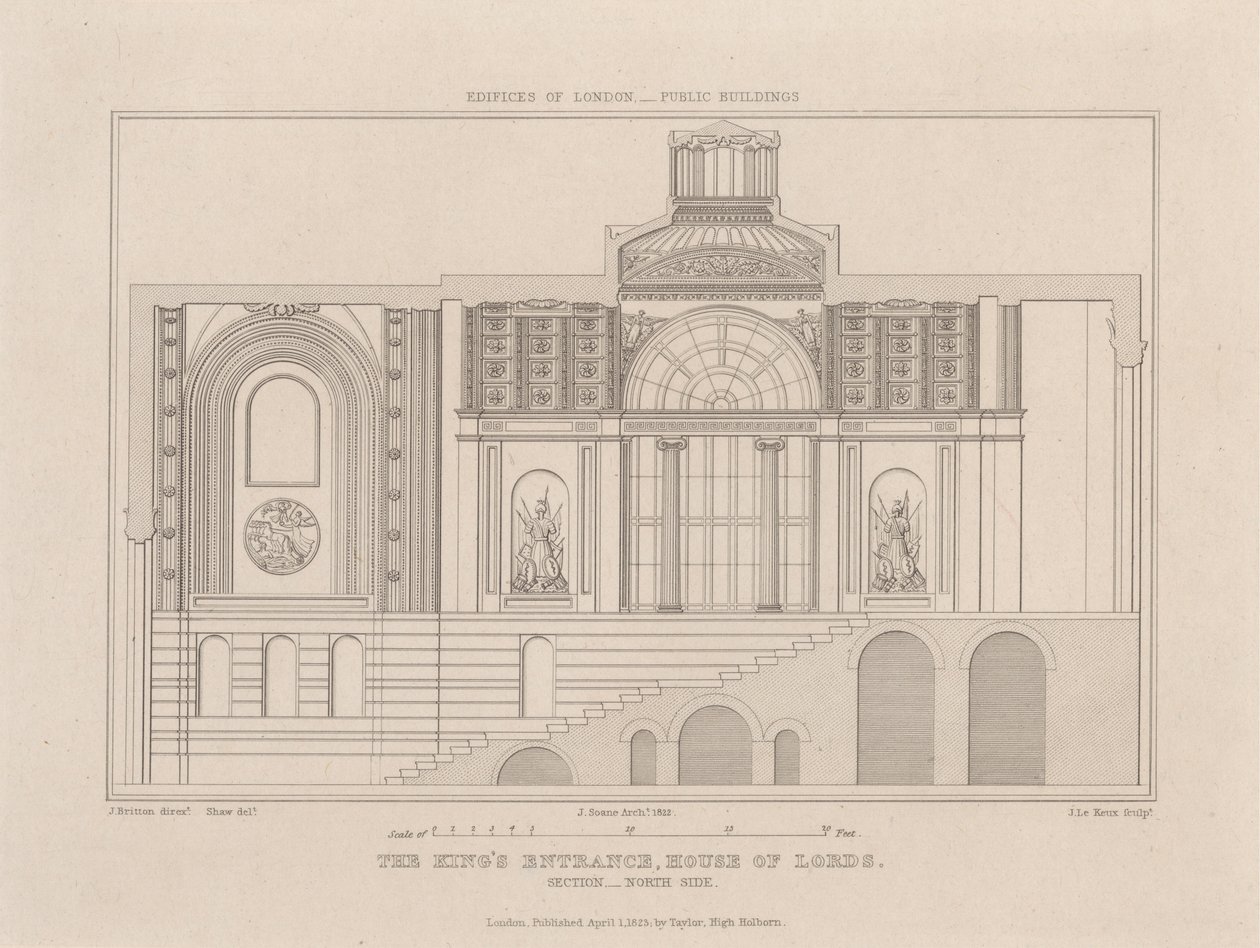 De ingang van de koning, House of Lords door John Le Keux