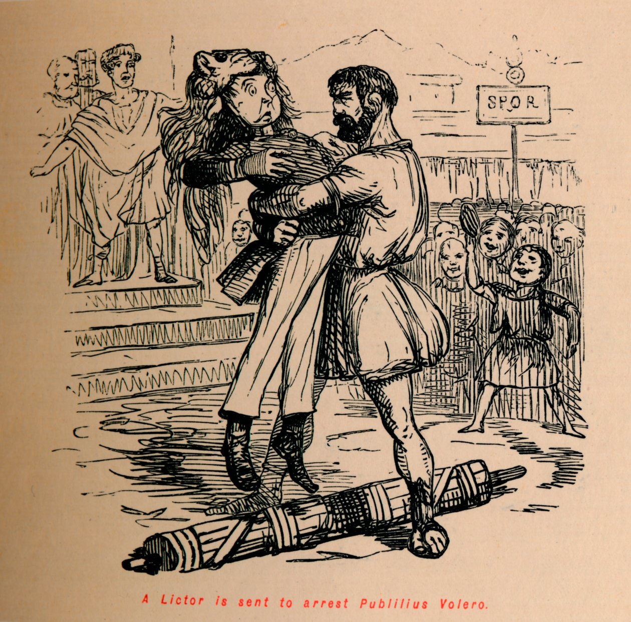 Een lictor wordt gestuurd om Publilius Volero te arresteren, 1852 door John Leech