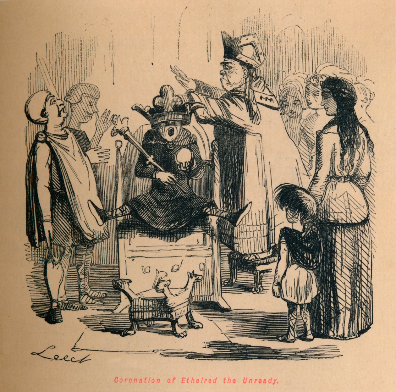 Kroning van Ethelred de Onvoorbereide, ca. 1860 door John Leech