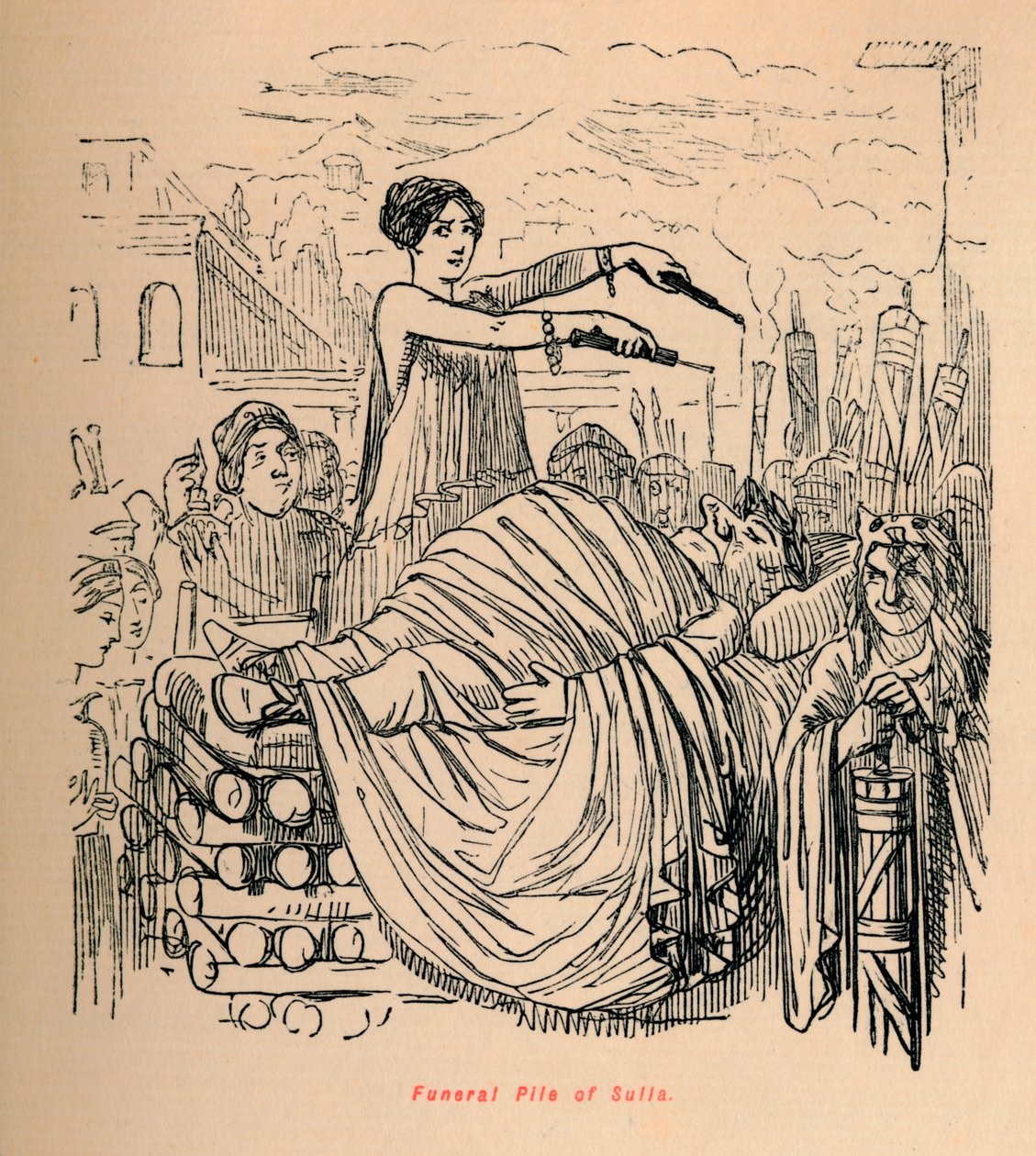 Begrafenisstapel van Sulla, 1852 door John Leech