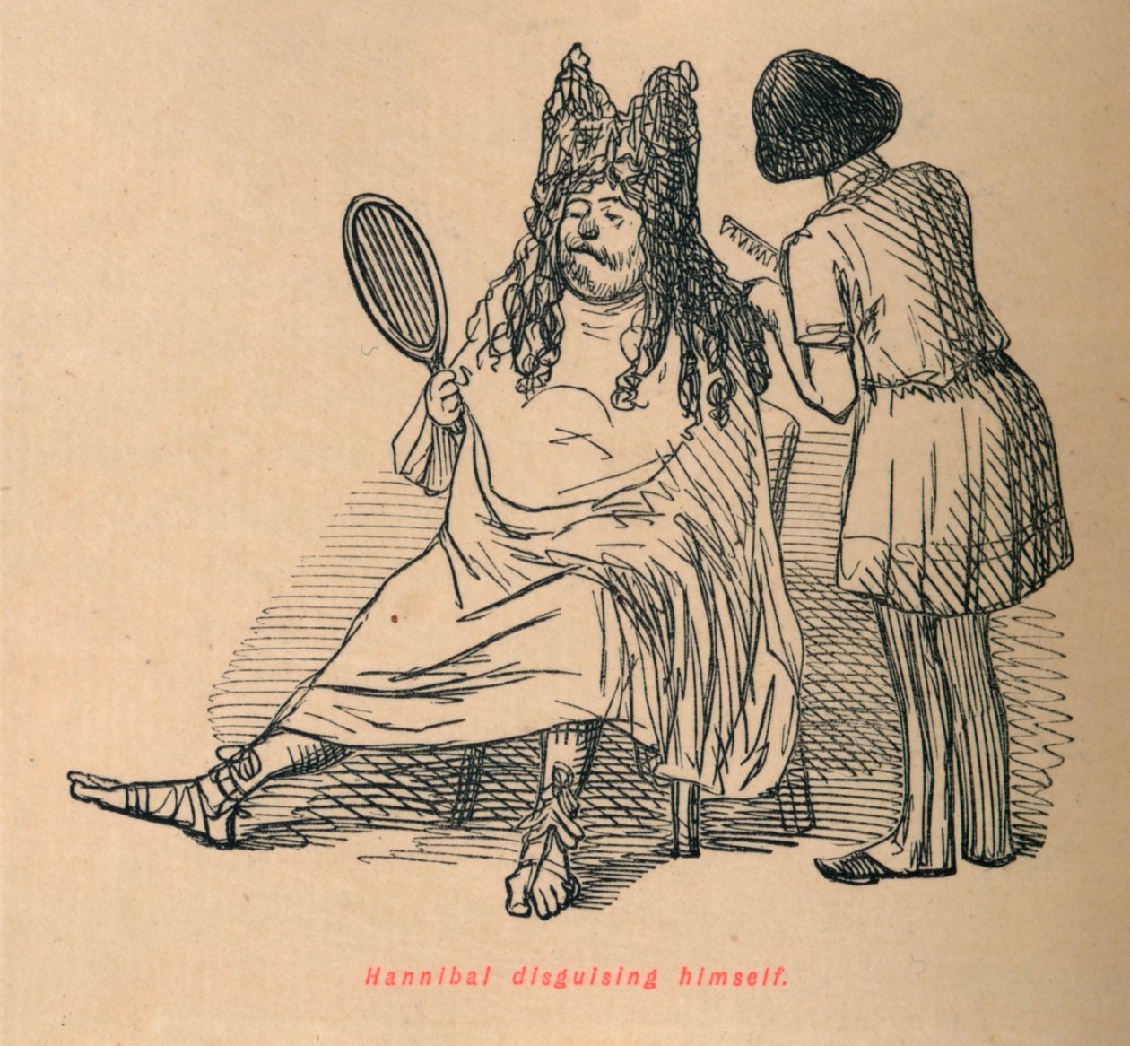 Hannibal vermomt zich, 1852 door John Leech