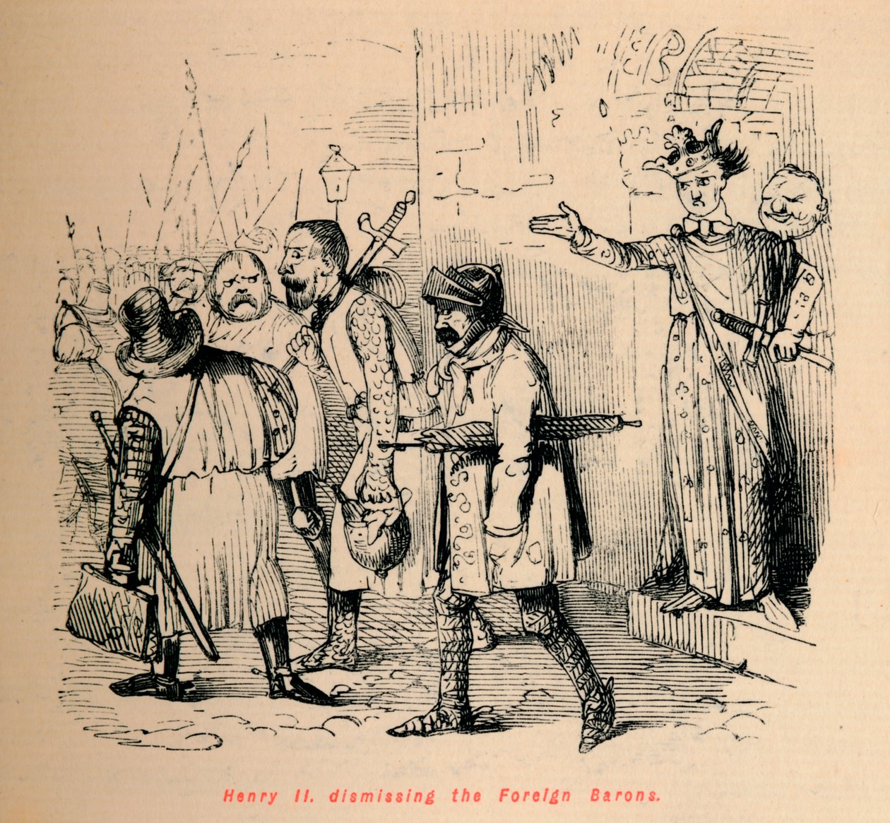 Hendrik II ontslaat de buitenlandse baronnen, c1860, c1860 door John Leech