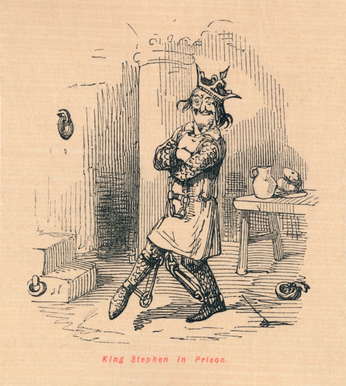 Koning Stephen in de gevangenis, c1860 door John Leech