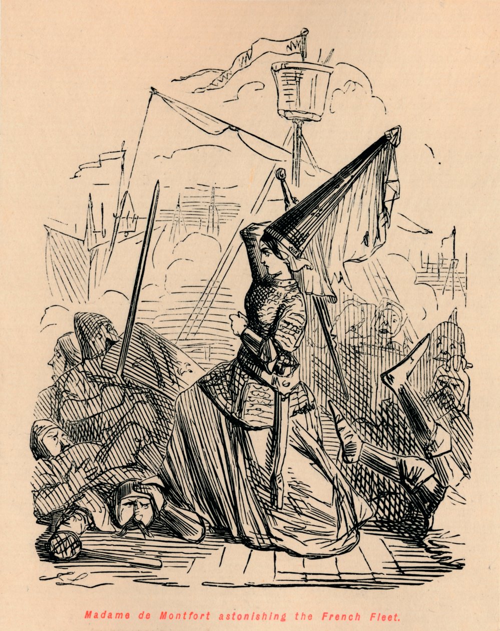 Madame de Montfort verbaast de Franse vloot, ca. 1860 door John Leech