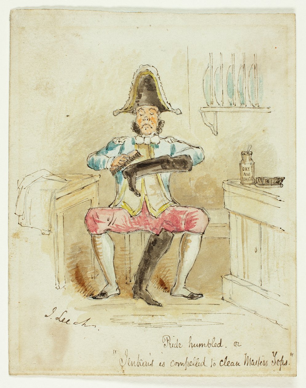 Vernederde Trots of Jenkins wordt Gedwongen om Meesters Schoon te Maken door John Leech
