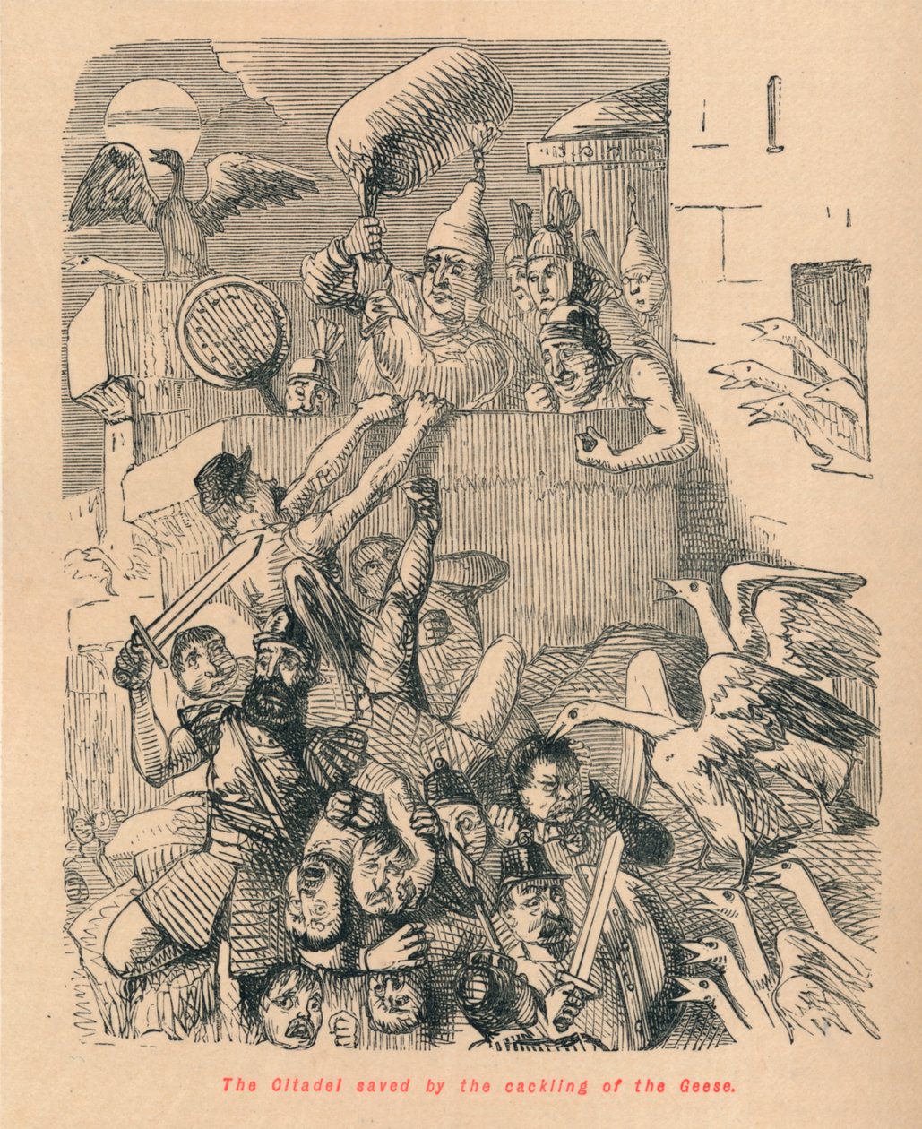 De citadel gered door het gekwaak van de ganzen, 1852 door John Leech