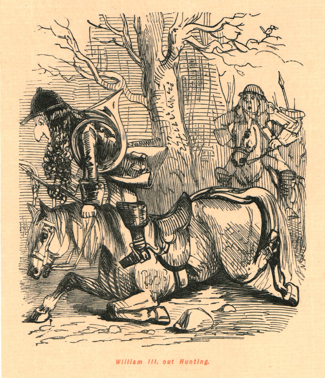 Willem III. op jacht, 1897 door John Leech