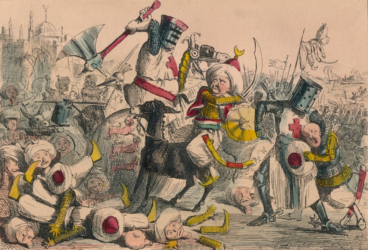 Verschrikkelijk gevecht tussen Richard Leeuwenhart en Saladin, 1850 door John Leech and Gilbert Abbott A Beckett