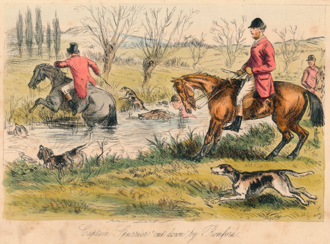 Kapitein Spurrier neergehaald door Romford, 1865 door John Leech and Hablot Knight Browne
