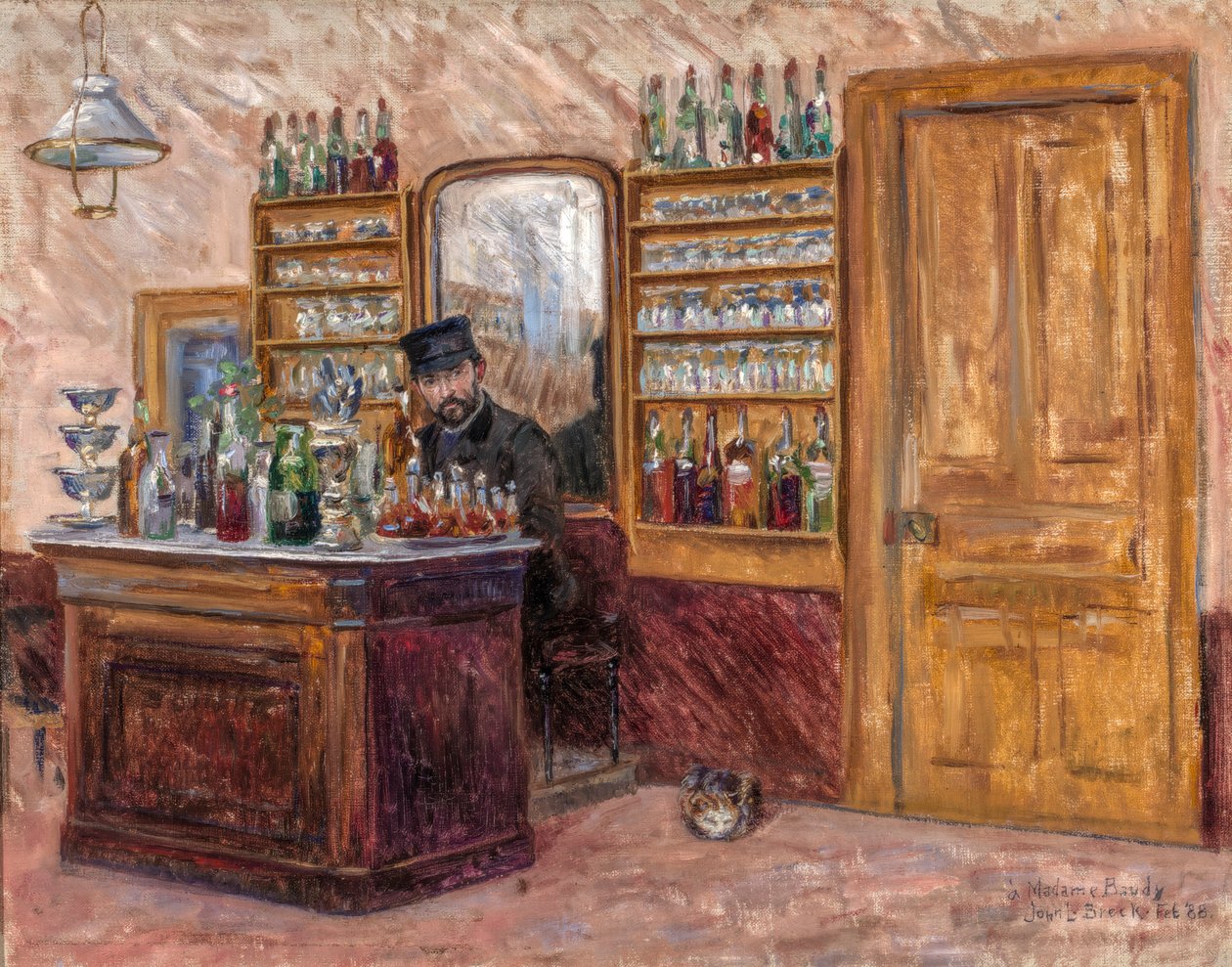 M. Baudy Achter zijn Bureau in het Hotel Baudy, 1888 door John Leslie Breck
