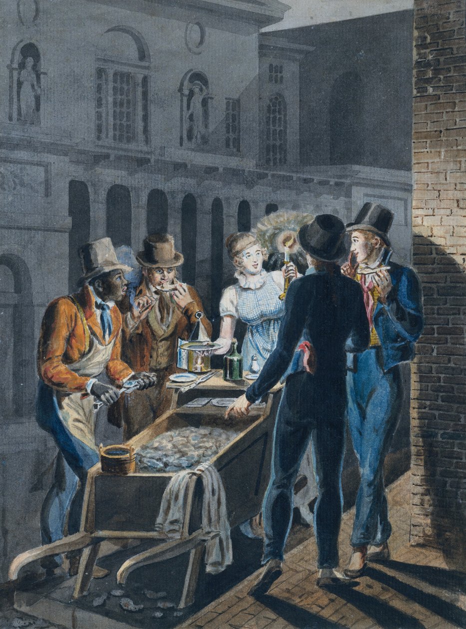 Nachtleven in Philadelphia - een oesterkar voor het Chestnut Street Theater, 1811-ca. 1813 door John Lewis Krimmel