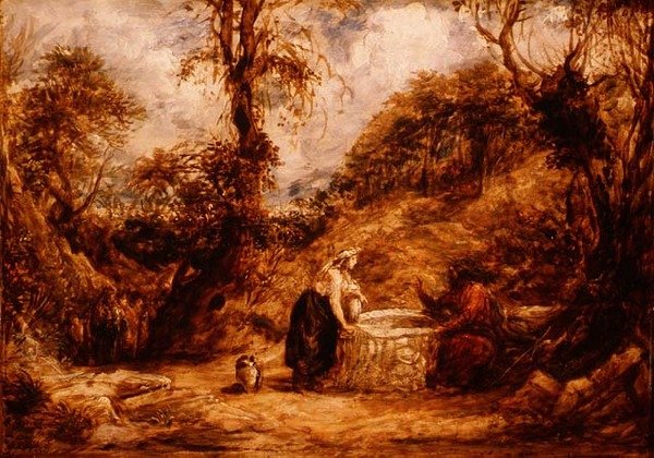 Christus en de vrouw van Samaria bij de bron van Jacob, c.1850-60 door John Linnell