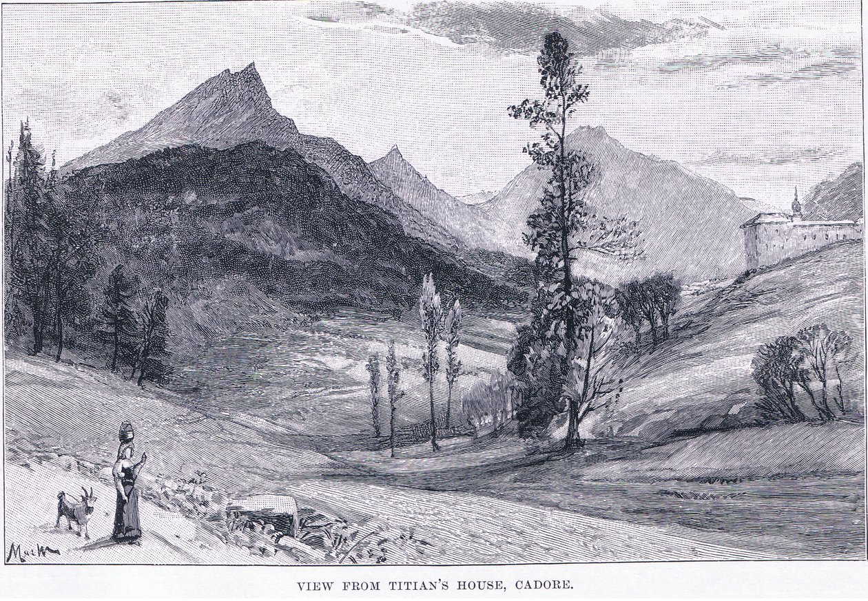 Uitzicht vanaf Titiaans huis, uit The Magazine of Art 1893, Cassell and Company door John MacWhirter