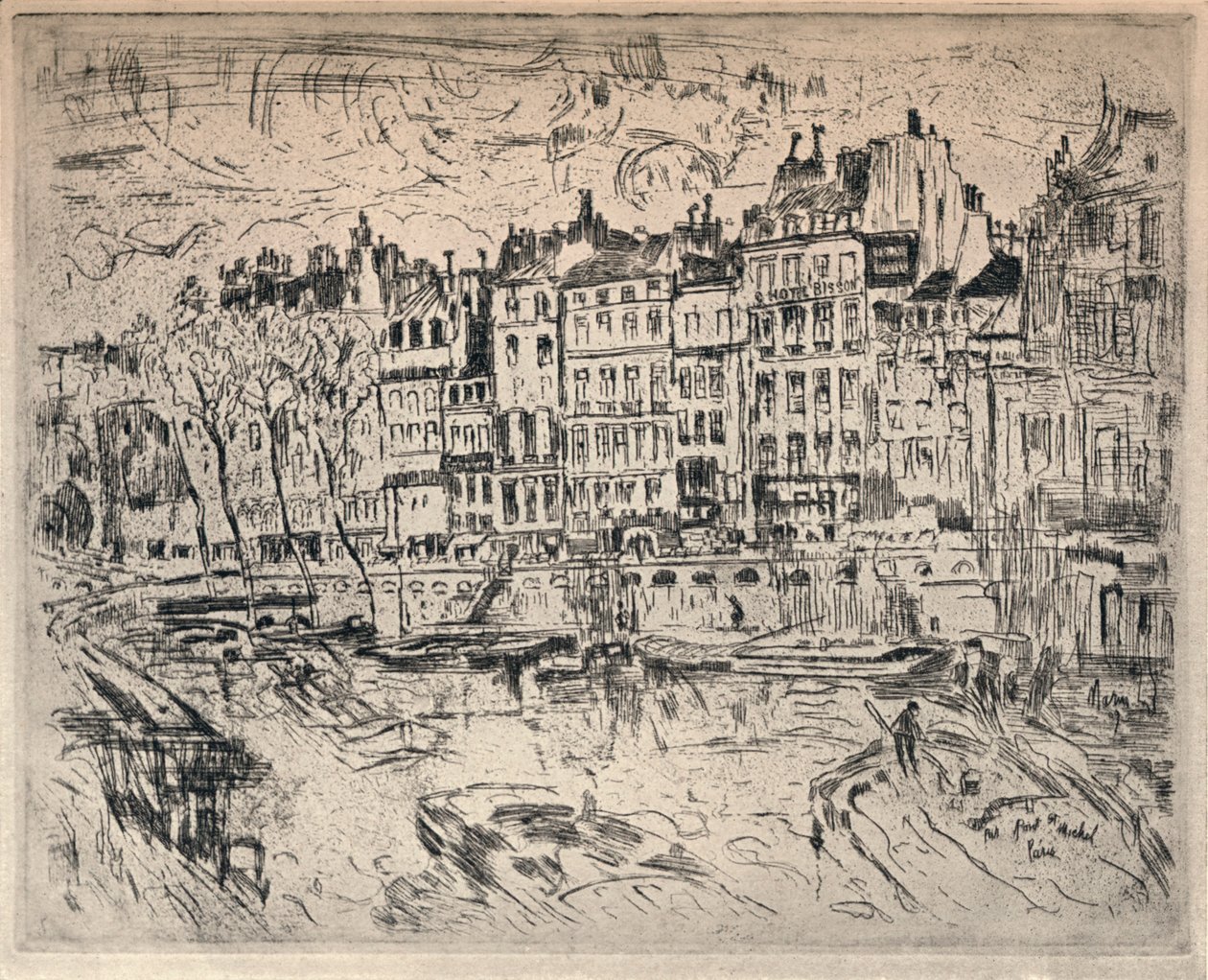 Bij de Pont St Michel, 1915 door John Marin