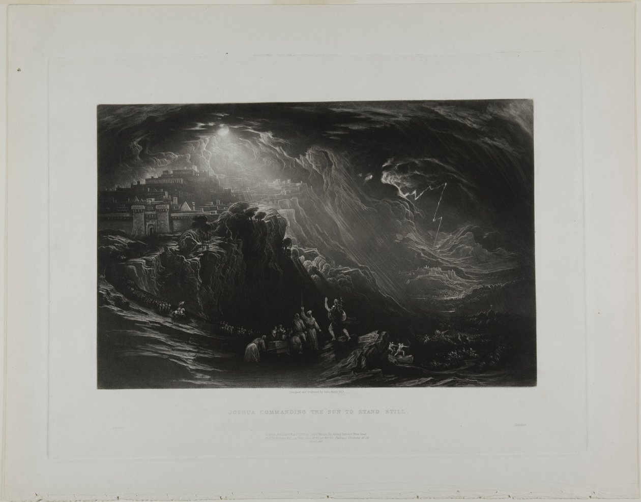 Jozua beveelt de zon stil te staan, uit Illustraties van de Bijbel door John Martin