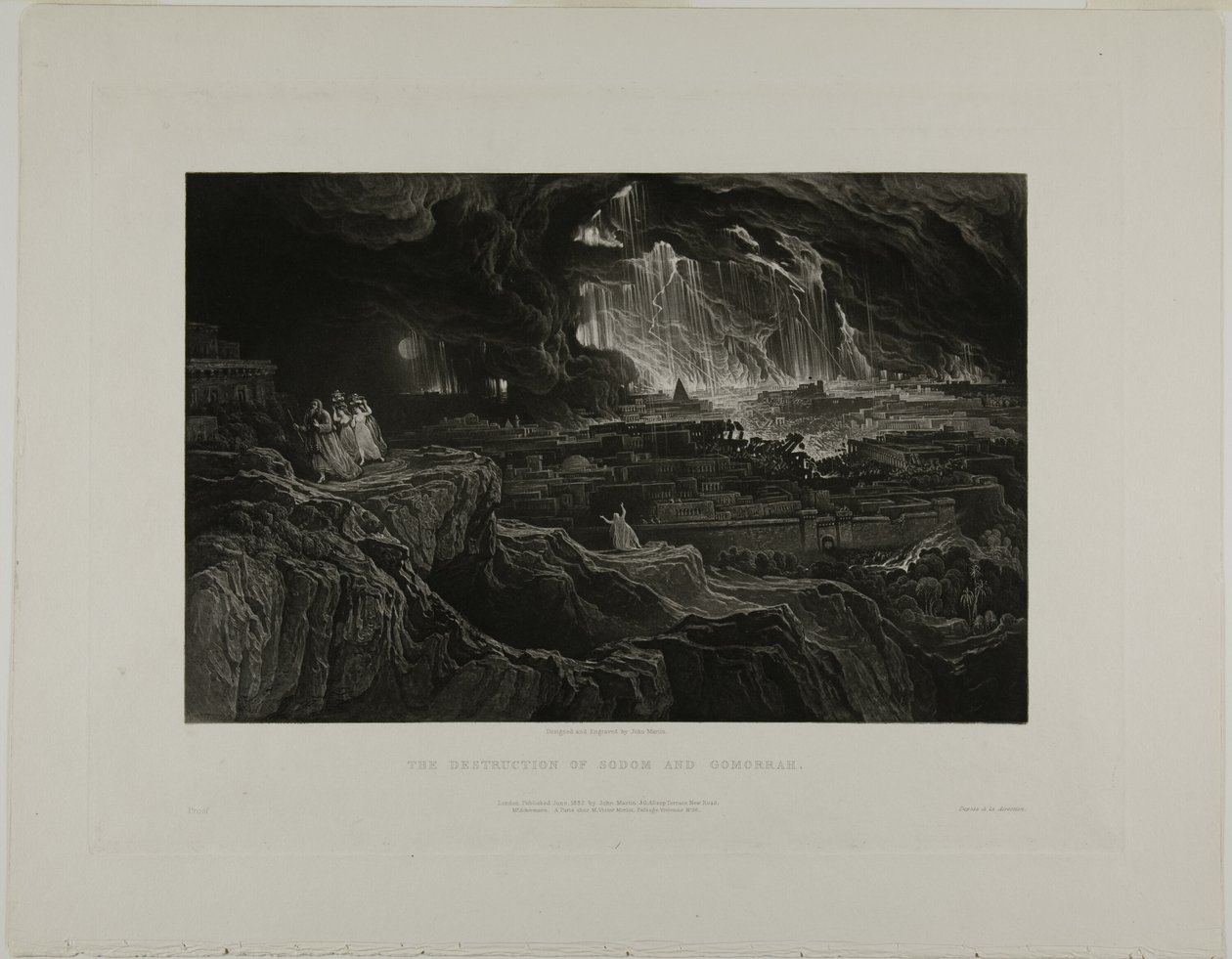 De Vernietiging van Sodom en Gomorra, uit Illustraties van de Bijbel door John Martin