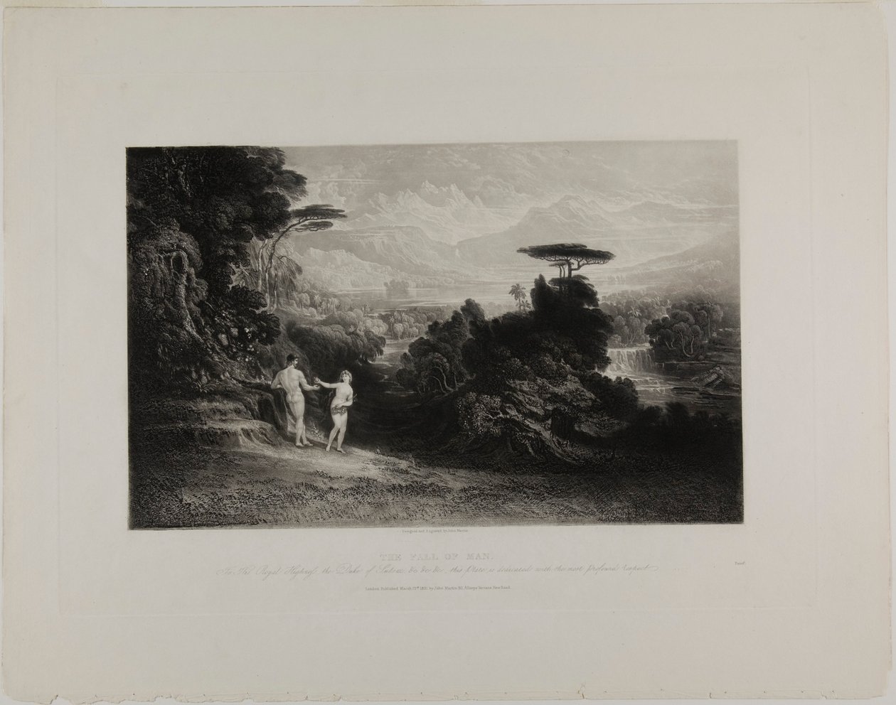De Val van de Mens, uit Illustraties van de Bijbel door John Martin