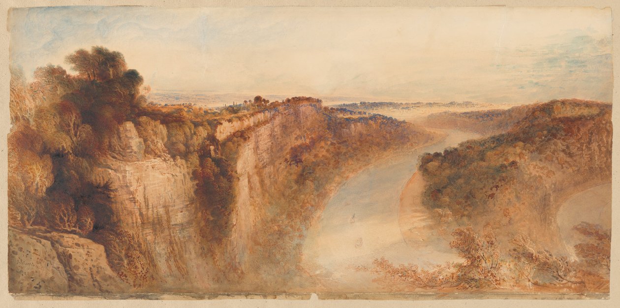 Uitzicht op de rivier de Wye, richting Chepstow door John Martin