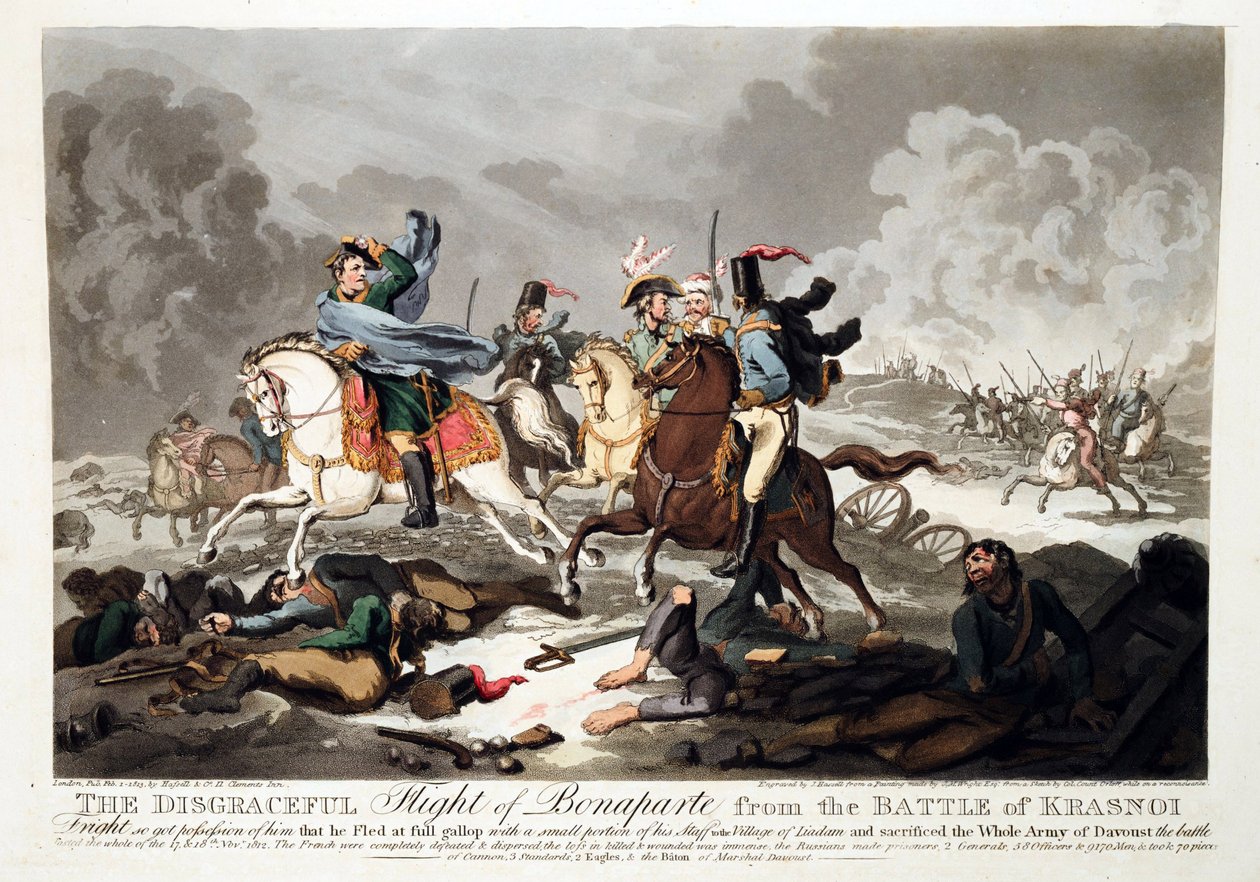 De vlucht van Bonaparte van de Slag bij Krasnoi 1812 door John Massey Wright