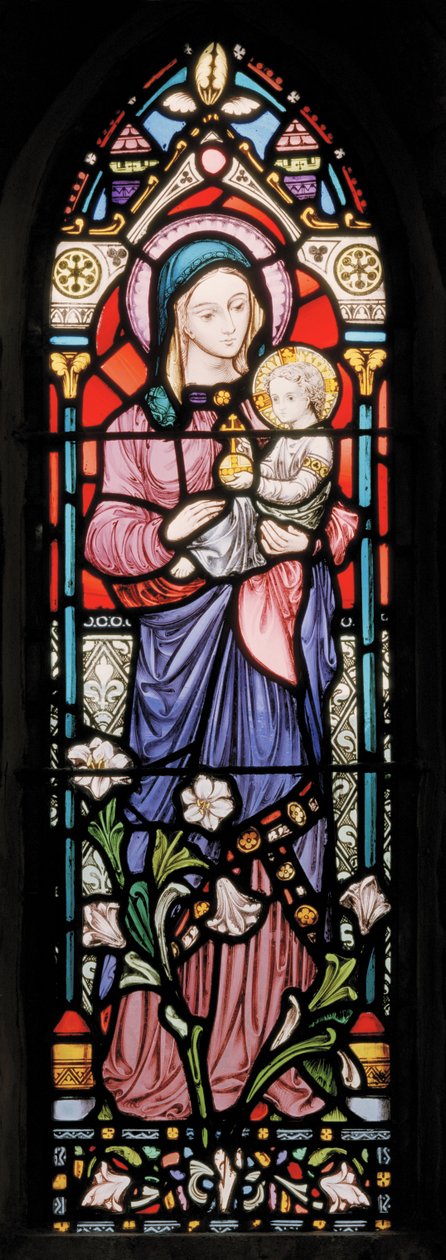 Dover, St Mary In Castro, Lavers & Barraud, John Millner Allen (1827-1902), Madonna & Kind, 1861, aangepast van Gilbert Scott door John Millner Allen