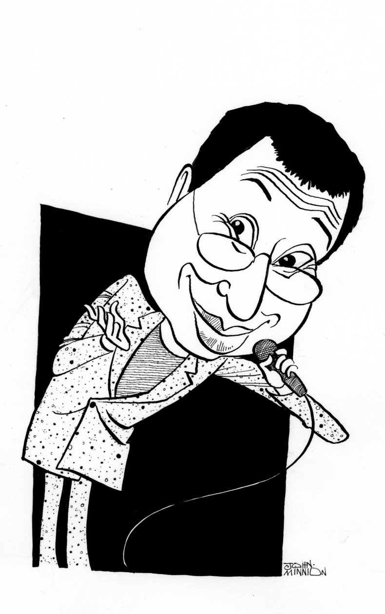 Ben Elton karikatuur, Engelse komiek, schrijver en regisseur: b door John Minnion