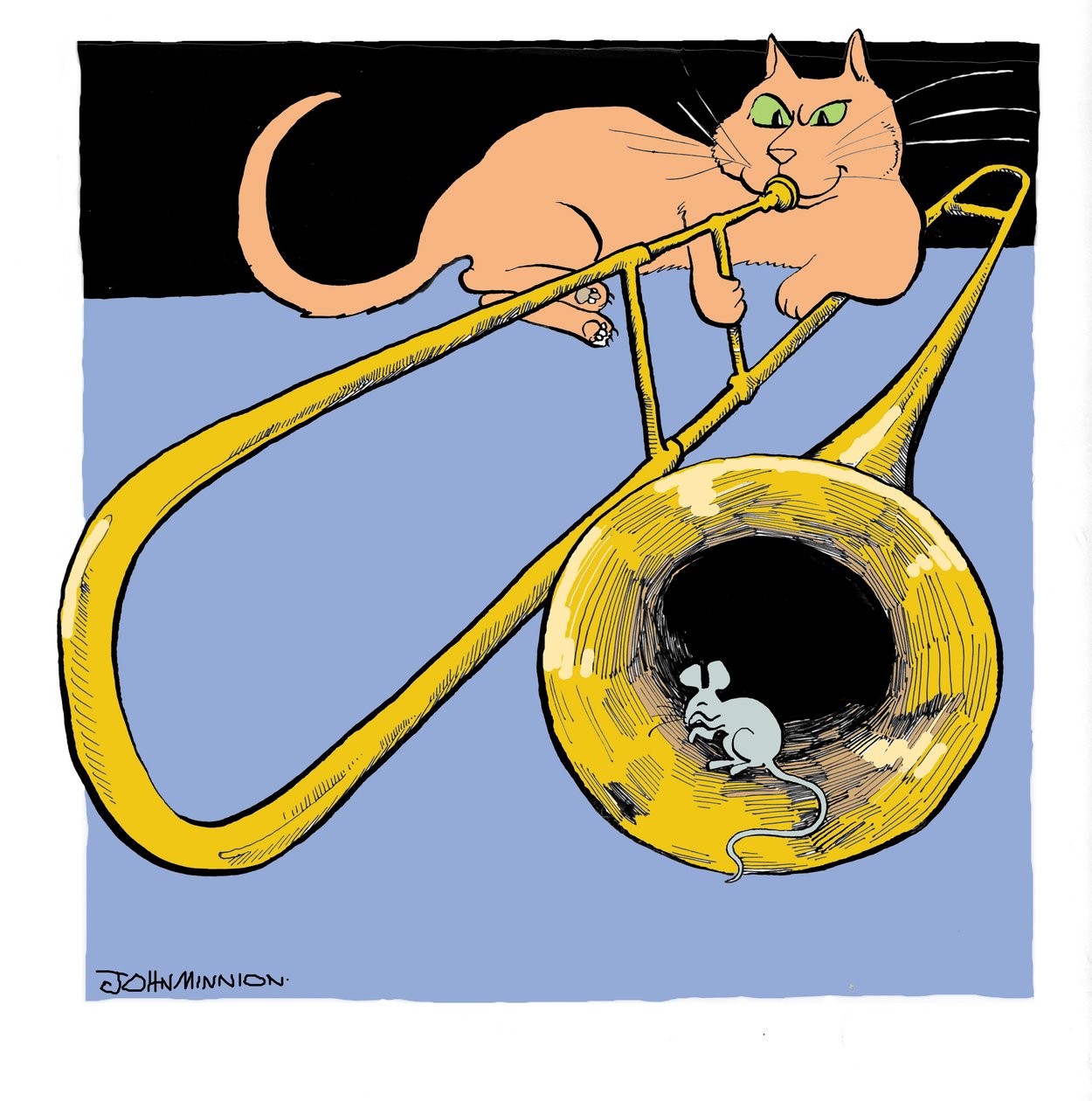 Kat speelt trombone door John Minnion