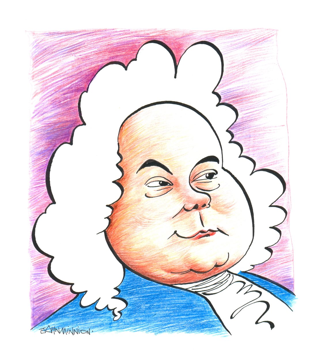 Georg Friedrich - George Frideric Händel - karikatuur van de Duitse (later Engelse) componist John Minnion door John Minnion
