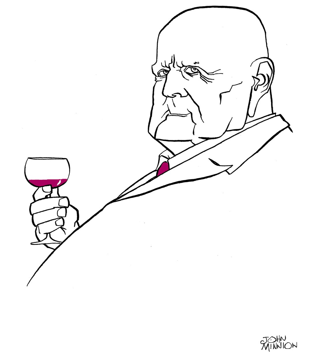 Jean Sibelius als oude man met glas wijn door John Minnion