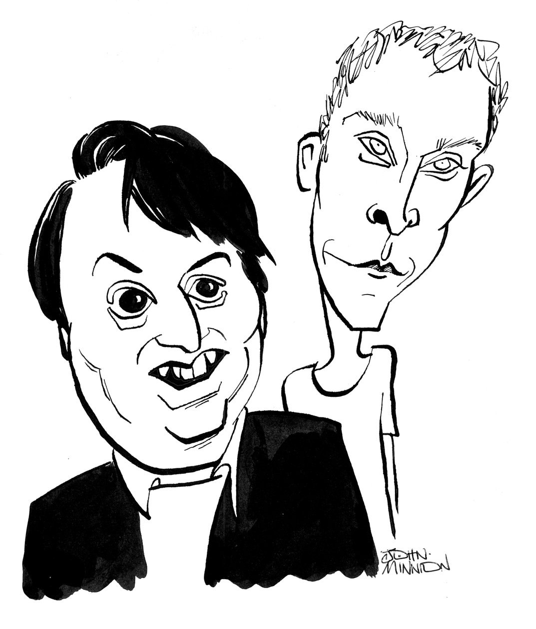 Robert Webb en David Mitchell - karikatuur door John Minnion door John Minnion