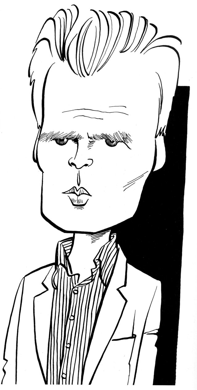 Robin Holloway, karikatuur door John Minnion Engels componist door John Minnion