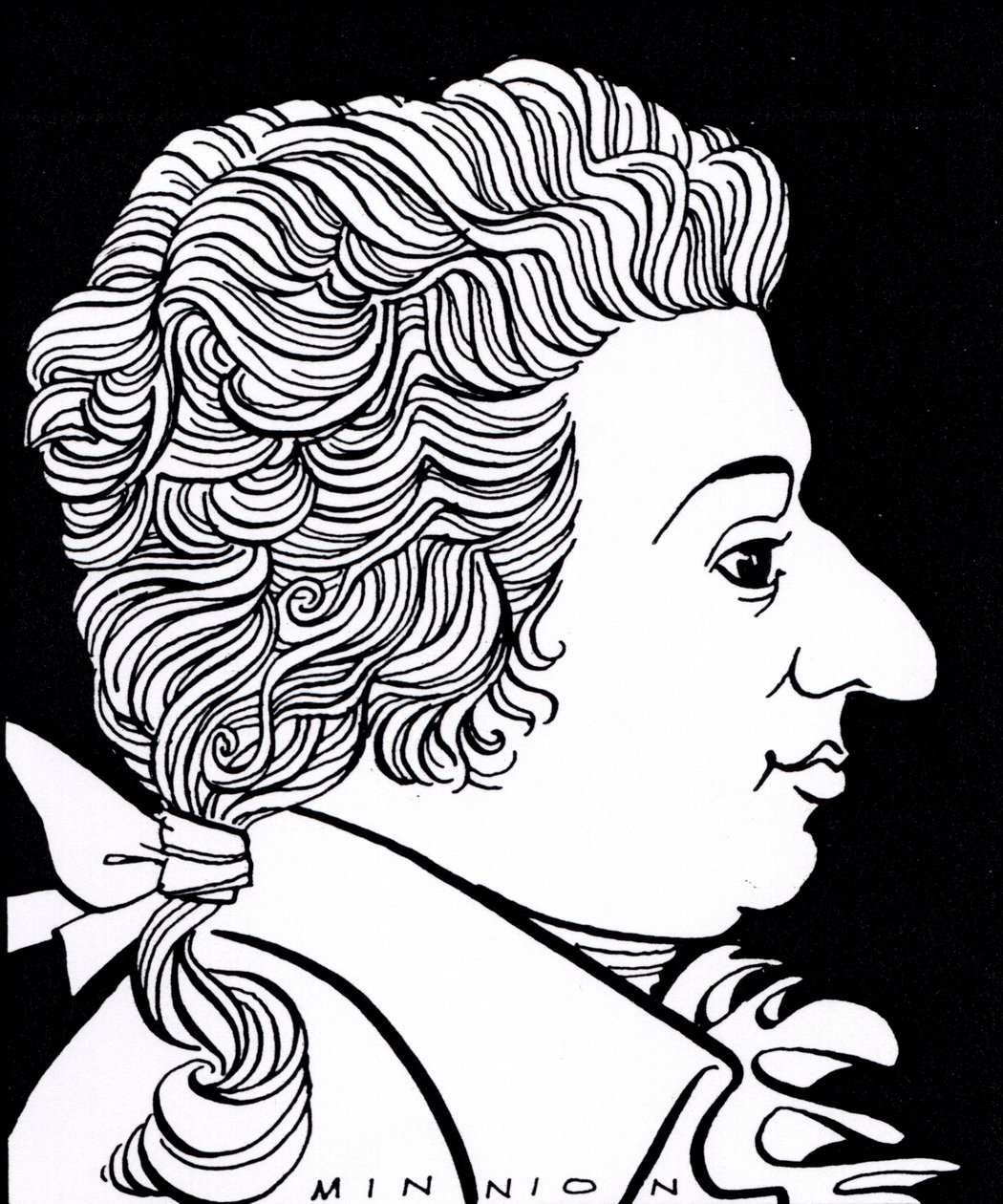 Wolfgang Amadeus Mozart - karikatuur door John Minnion