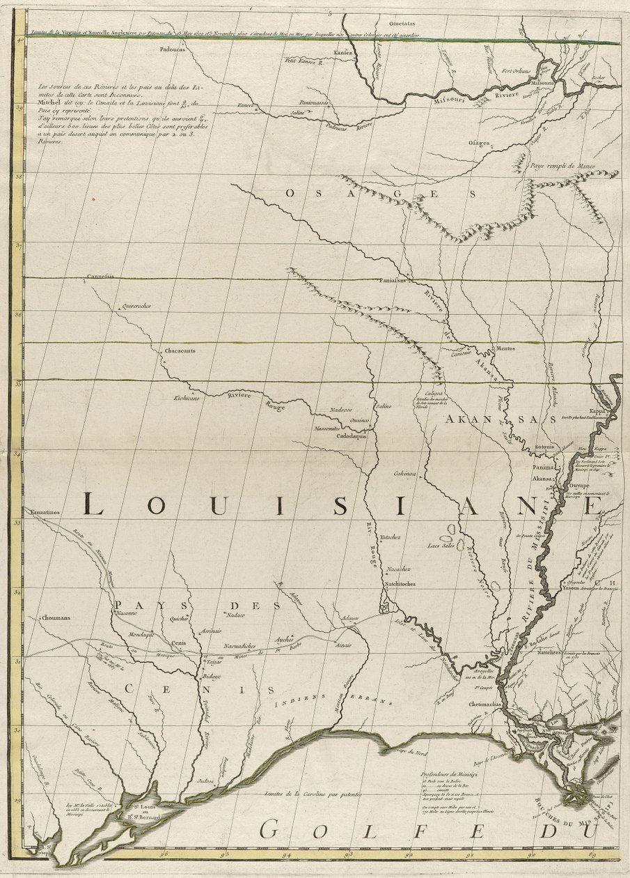 Een kaart van de Britse en Franse gebieden in Amerika, 1756 door John Mitchell