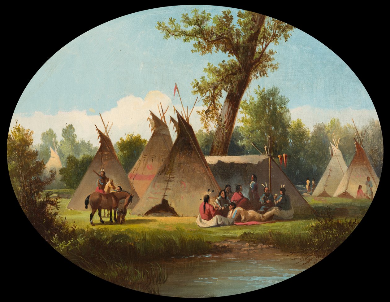 Assiniboin-kampement aan de bovenloop van de Missouri, ca. 1870 door John Mix Stanley