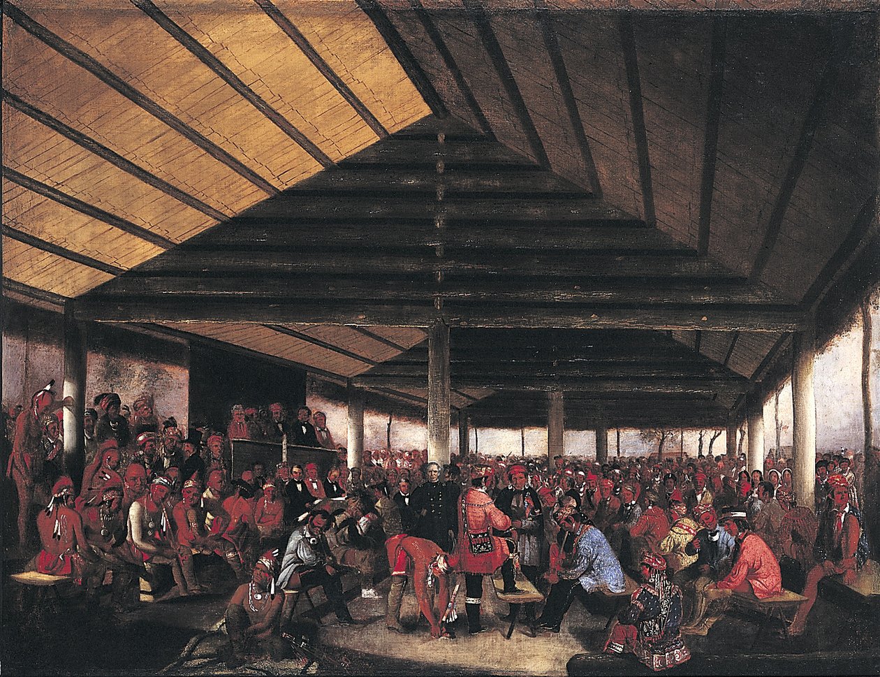 Internationale Indiaanse Raad (Gehouden in Tallequah, Indian Territory, in 1843) door John Mix Stanley