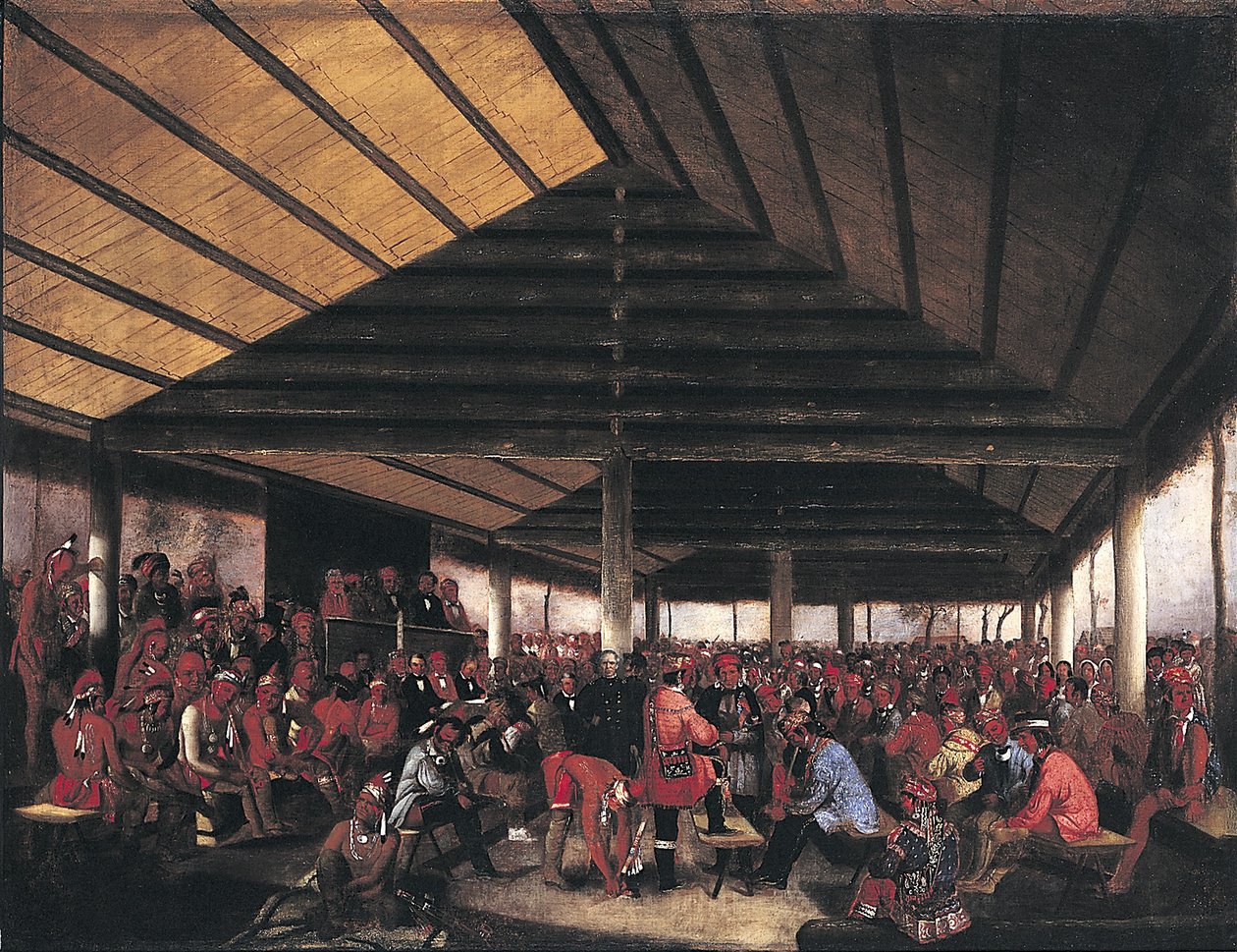 Internationale Indianenraad (gehouden in Tallequah, Indian Territory, in 1843) door John Mix Stanley
