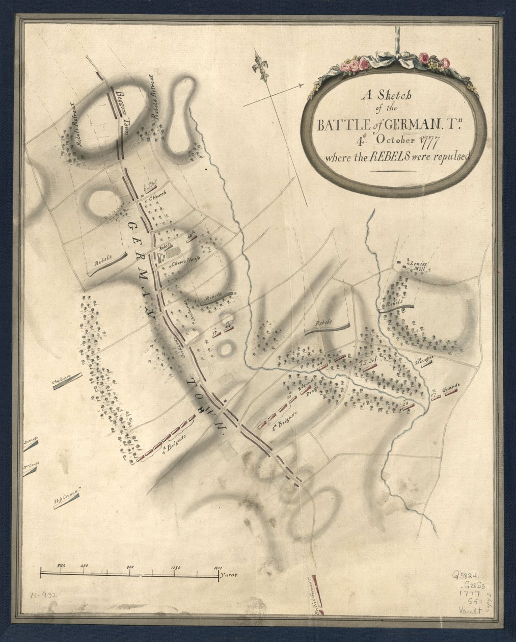 Een schets van de slag om German. Tn., 4de. Oktober 1777, waar de rebellen werden afgeslagen. LOC gm71000932 door John Montresor