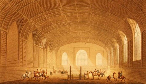 Het Rijhuis uit Zichten van het Koninklijk Paviljoen, Brighton door John Nash door John Nash