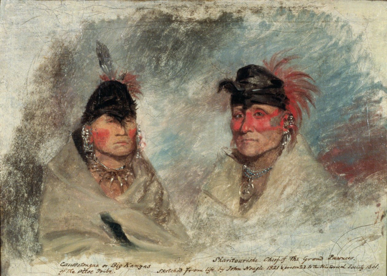 Big Kansas, of Caussetongua, en Sharitarishe, Hoofd van de Grote Pawnees, 1821 door John Neagle
