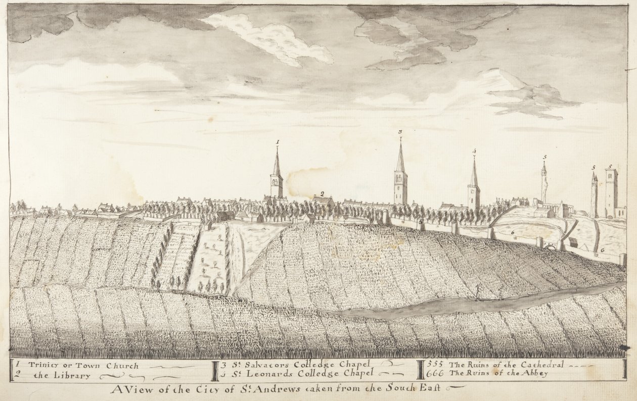 St Andrews Delineated - Een uitzicht op de stad St Andrews vanuit het zuidoosten door John Oliphant