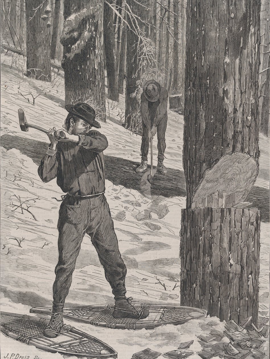 Houthakken in de winter, Every Saturday, Vol. II, Nieuwe Serie, 28 januari 1871 door John Parker Davis