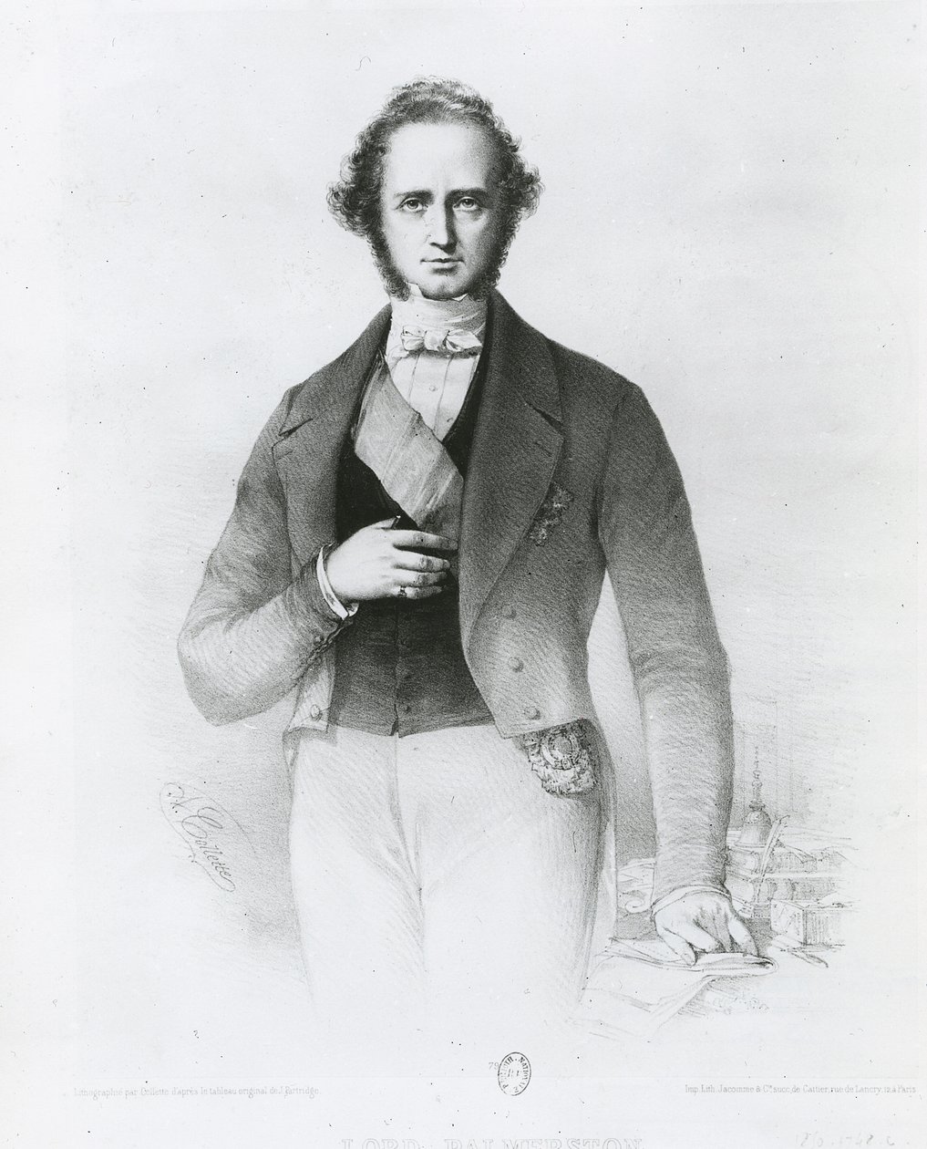 Portret van Henry John Temple (1784-1865) Lord Palmerston, gegraveerd door Collette door John Partridge